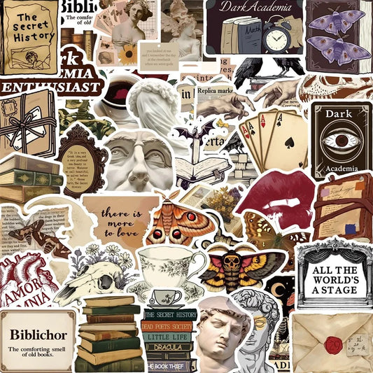 Vintage Dark Art Stickers Set - Aesthetic DIY Supplies