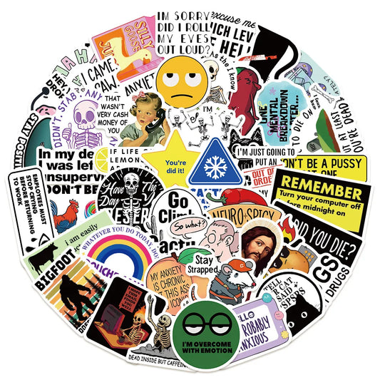 Snarky Meme Stickers Pack - Funny Graffiti Decals for Laptop, Guitar, Bike, Skateboard, DIY Scrapbook
