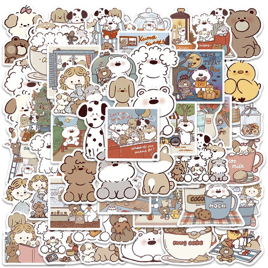 50PCS Miiiiichan Anime Animal Cartoon Stickers Waterproof Kawaii Rabbit Cat for Car Laptop Kids