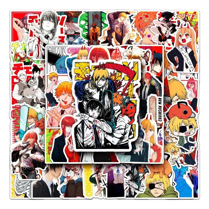 Chainsaw Man Anime Stickers Pack for Laptop, Phone, Car, Scooter, and More