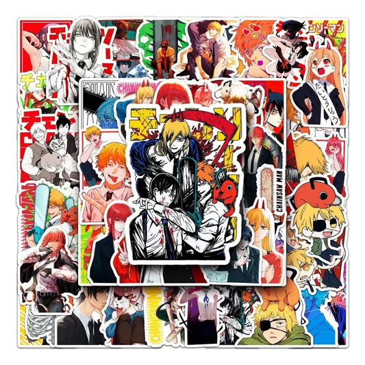 Chainsaw Man Anime Stickers Pack for Laptop, Phone, Car, Scooter, and More