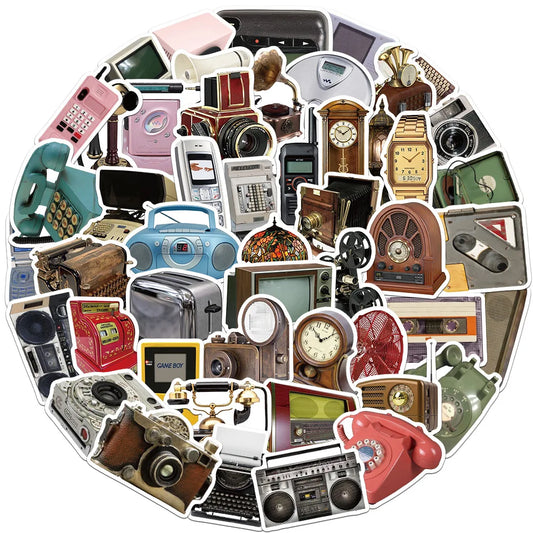 Vintage Electronics Stickers 10/30/50Pcs for Suitcase, Skateboard, Laptop, Luggage, Phone, Car, DIY Decal