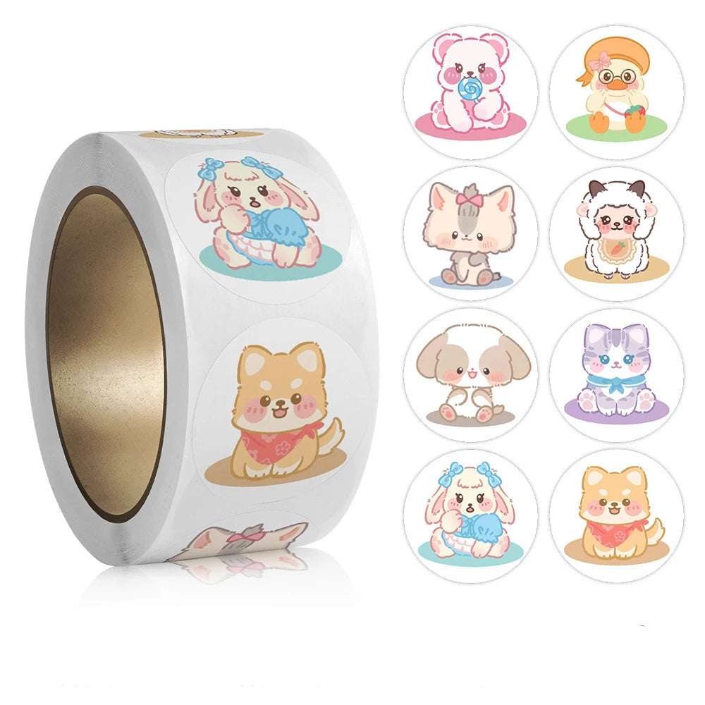 100-500pcs Cartoon Animal Children Sticker Label Cute Toy Game Adhesive Labels Sticker DIY Gift Sealing Label Decoration