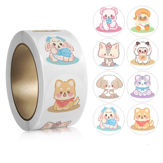 100-500pcs Cartoon Animal Children Sticker Label Cute Toy Game Adhesive Labels Sticker DIY Gift Sealing Label Decoration