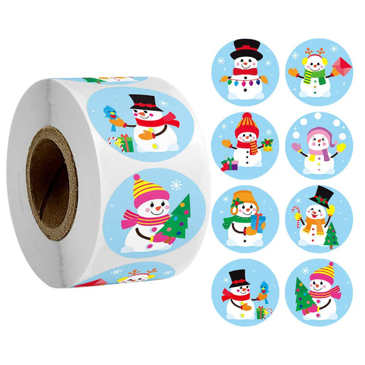 100-500pcs Snowman Merry Christmas Stickers Seal Labels For Gift Card Box Package Thank You Label Sealing Stickers Stationery