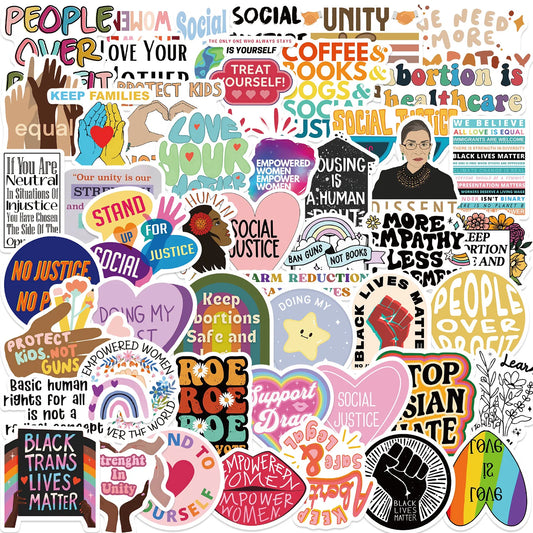 Social Justice Inspirational Stickers for Phone, Laptop, Luggage, Skateboard - 10/30/50PCS