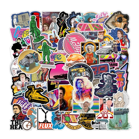 56pcs Flight To The Future Cartoon Stickers for Luggage, Phone, Car, Laptop, Scooter, Refrigerator Decoration