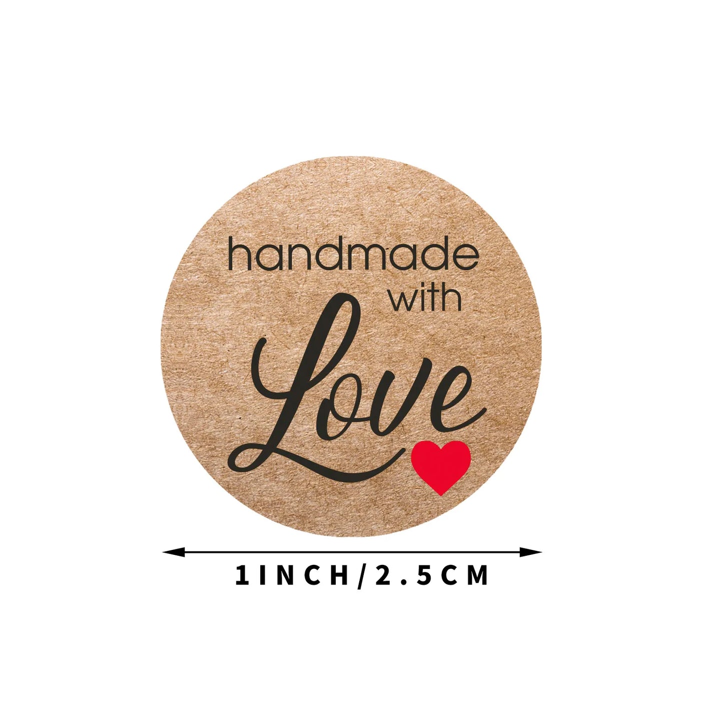 100-500pcs Brown Round Kraft Paper Sticker Handmade With Love Sticker Scapbooking For Envelope Seal Labels Stationery Sticker