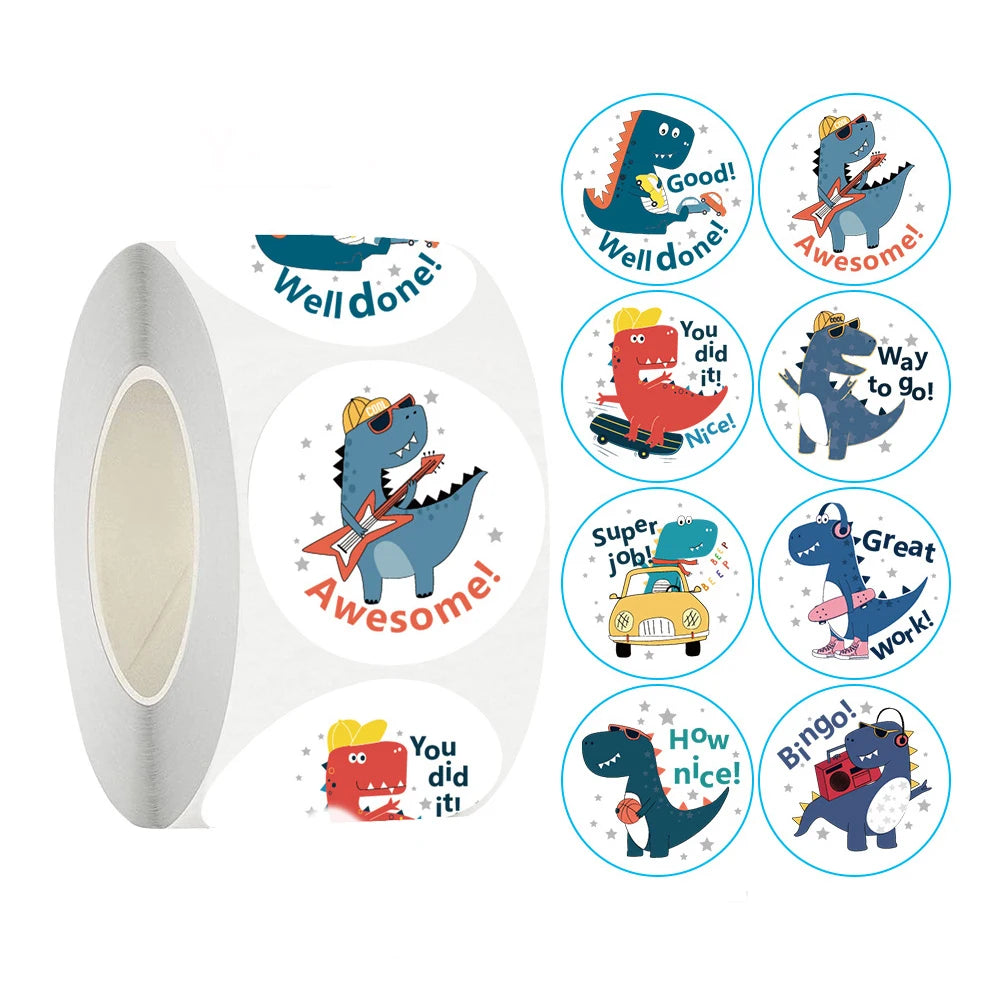 100-500pcs Dinosaur Animals Cartoon Stickers For Kids Classic Toys Sticker Reward Sticker Gift Decoration Label Stationery