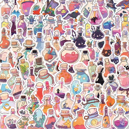 Cute Cartoon Potion Bottle Stickers - 10/30/50/100pcs Aesthetic Decals for Laptop, Scrapbook, Phone, Kids