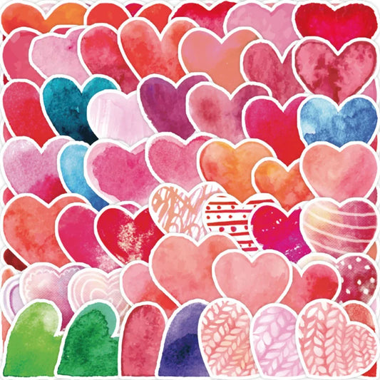 Kawaii Heart Stickers 10/25/50pcs for Scrapbook, Water Bottle, Laptop, Guitar, Car