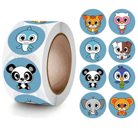 100-500pcs Animal Sticker Reward Sticker for Kids 1 inch Round Cartoon Sealing Labels for Teacher Supplies Encourage Cute Label