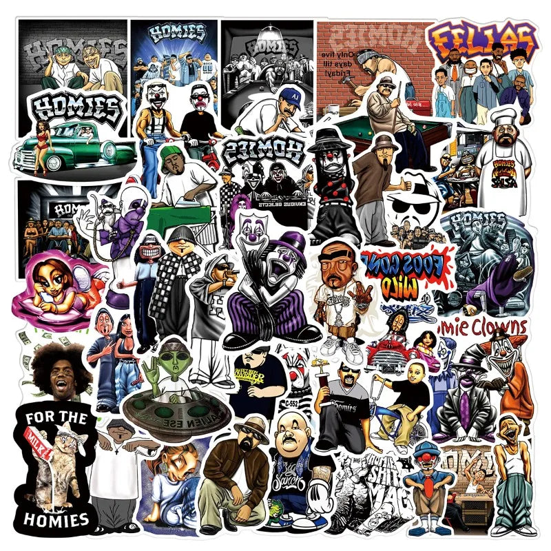 50pcs Homies Graffiti Stickers for Laptop, Water Bottle, Phone, Scooter, Suitcase, Refrigerator