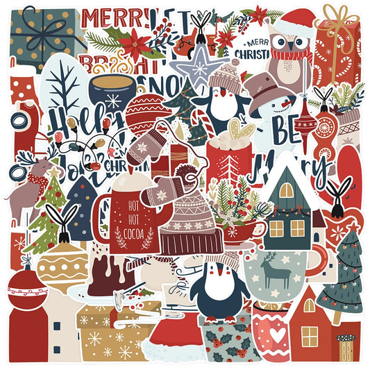 Boho Christmas Cartoon Stickers - Waterproof Laptop Phone Luggage Decals (10/30/50pcs)