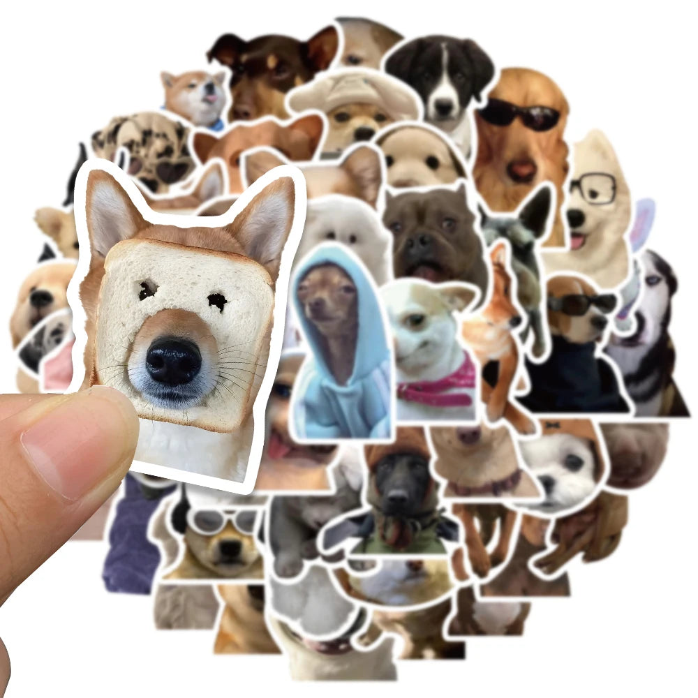 50pcs Funny Animals Dogs Meme Stickers For Luggage Guitar Phone Skateboard Vinyl Waterproof Graffiti Laptop Decals