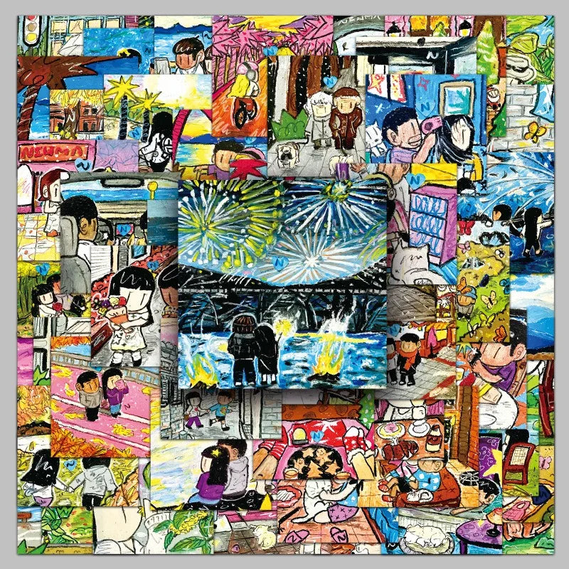 54pcs Cartoon Illustration Stickers for Suitcase, Water Cup, Stationery, Phone, Laptop, Refrigerator