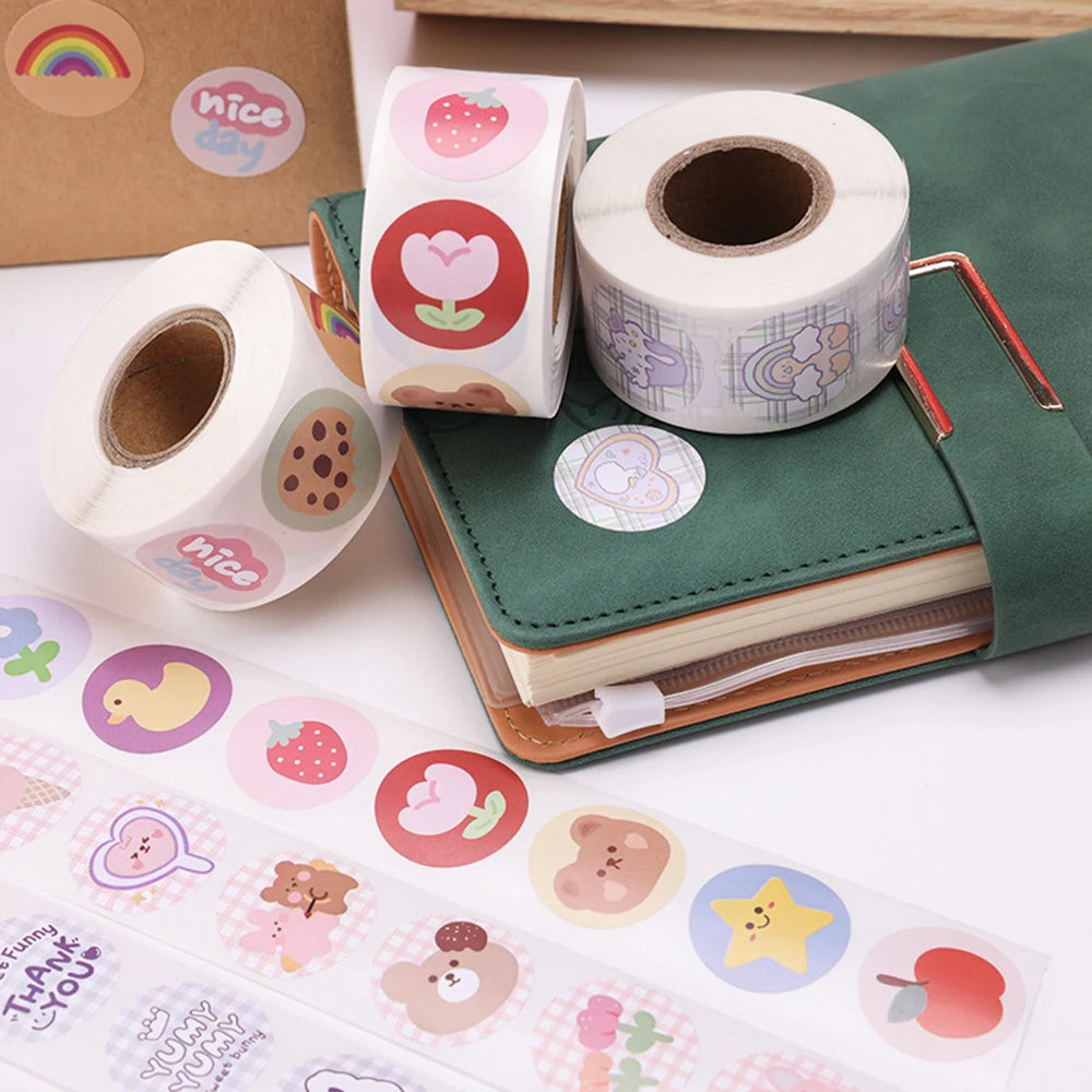 100-500pcs Round Cartoon Toys Animal stickers for kids Teacher Reward Encourage Sticker Office Stationery for Children 1inch
