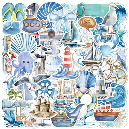 50Pcs Cartoon Sailing Graffiti Stickers for Helmet Wall DIY Decoration