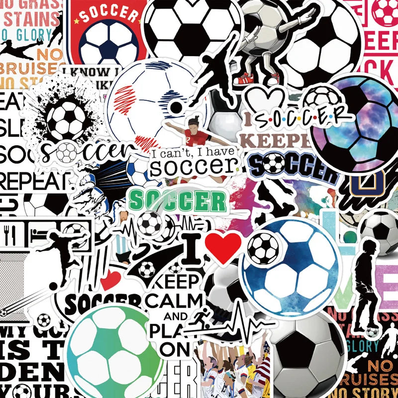 50 Pcs/Set Football Soccer Graffiti Stickers for Laptop Phone Luggage Notebook Decal Decoration Scrapbook Sticker Kids Gift