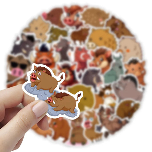 Wild Boar Cartoon Stickers: Kids, Luggage, Laptop Decals