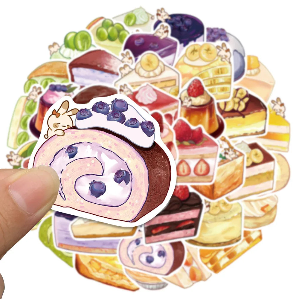 10/40Pcs Cute Kawaii Cartoon Food Cake Dessert Aesthetic Stickers Decals Laptop Phone Scrapbook Stationery Sticker Kid Toy