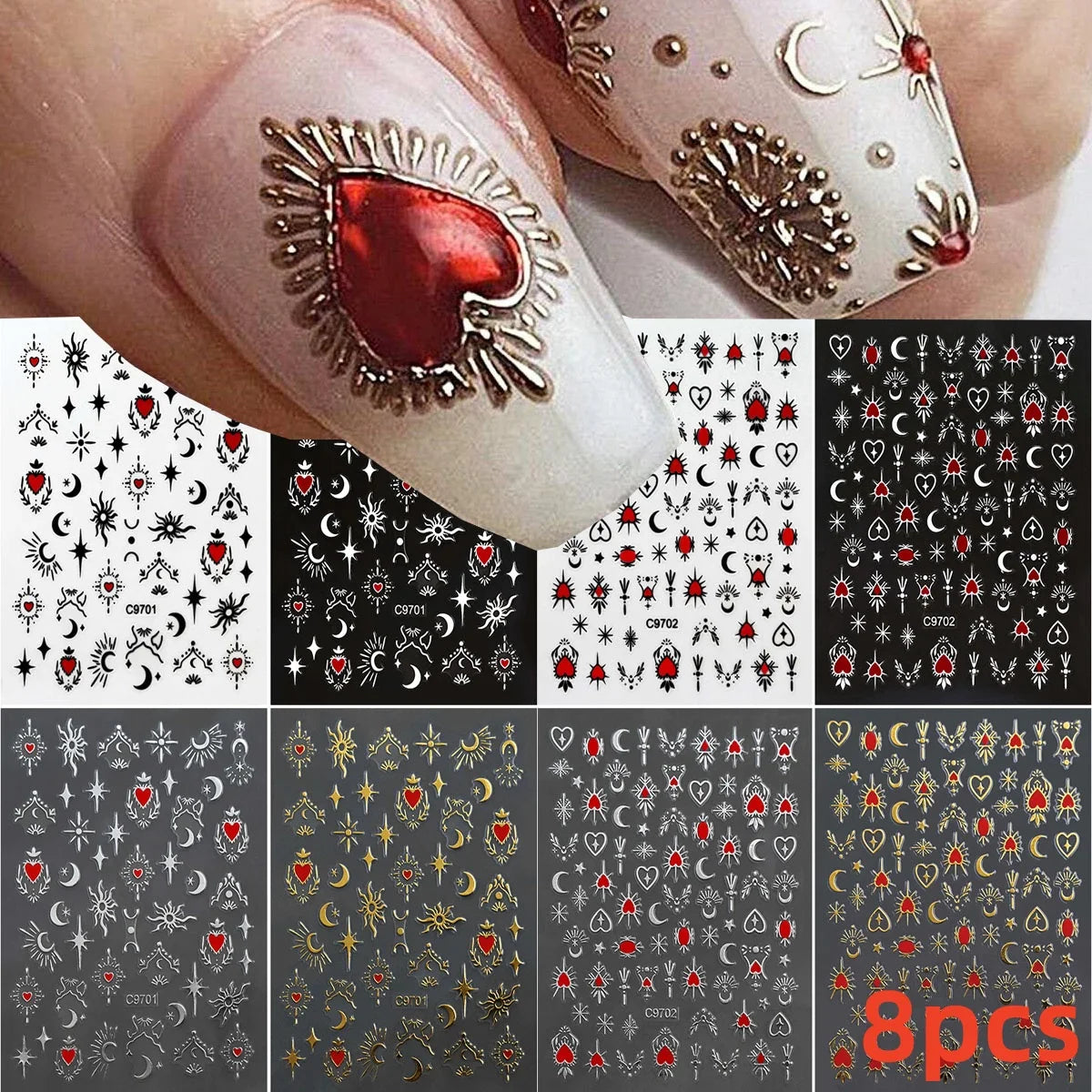 3D Hawaiian Flower Nail Stickers, Self-Adhesive Decals