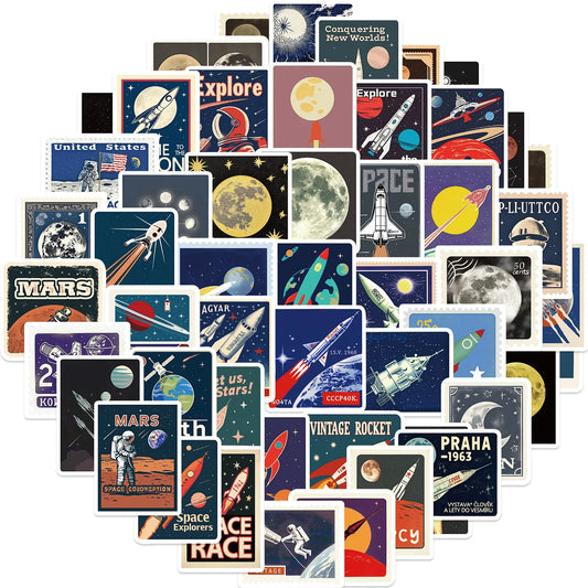 Cartoon Space Travel Stickers for Suitcase, Skateboard, Laptop, Luggage, Phone - 10/30/50 Pcs
