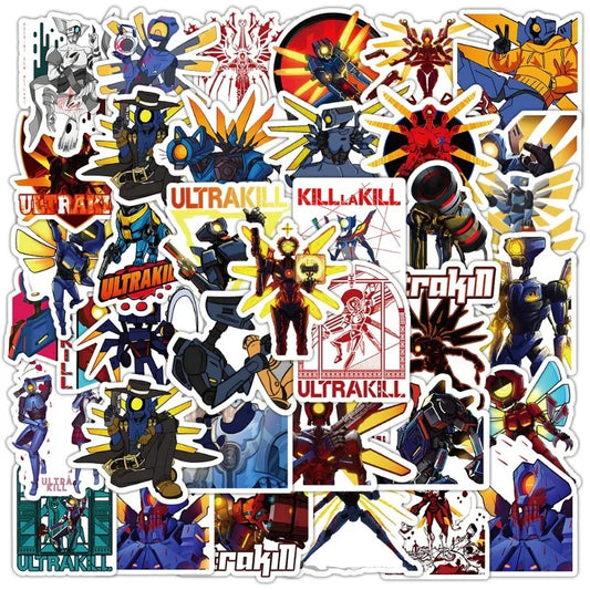 50pcs ULTRAKILL Game Stickers for Laptop, Phone, Car, Scooter, Water Bottle, Suitcase, Stationery, Refrigerator Decoration