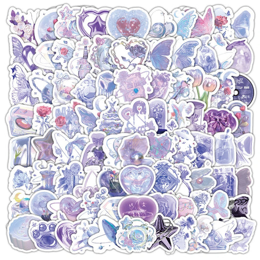 Cute 3D Purple Cartoon Stickers Kawaii Decals for Planner, Scrapbook, Phone, Laptop