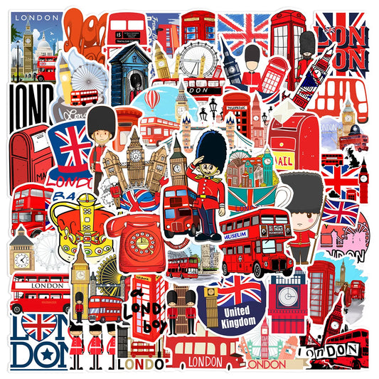 50pcs London Graffiti Stickers for Helmet, Wall, Desktop Decoration