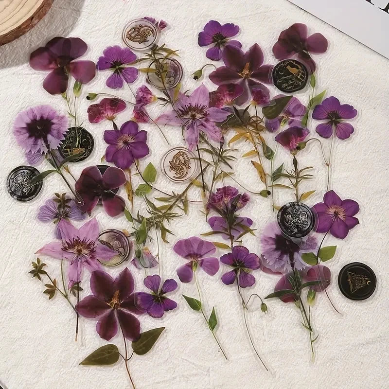 JIANQI 40 pcs Dried Flower Stickers Scrapbooking Craft Supplies