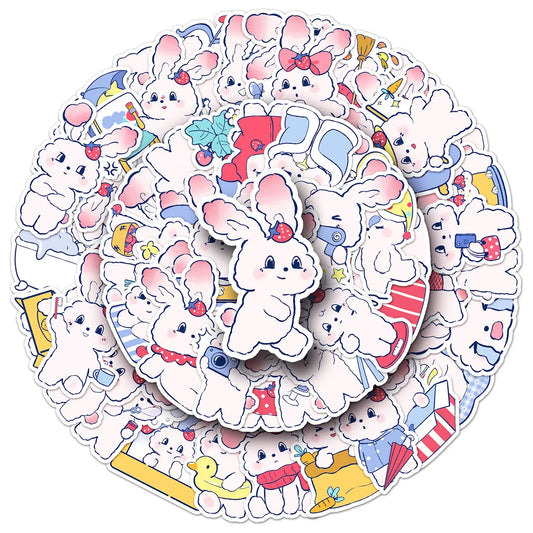 Strawberry Bunny Stickers Cute Animal Decals DIY Scrapbook Laptop Phone Car Decoration