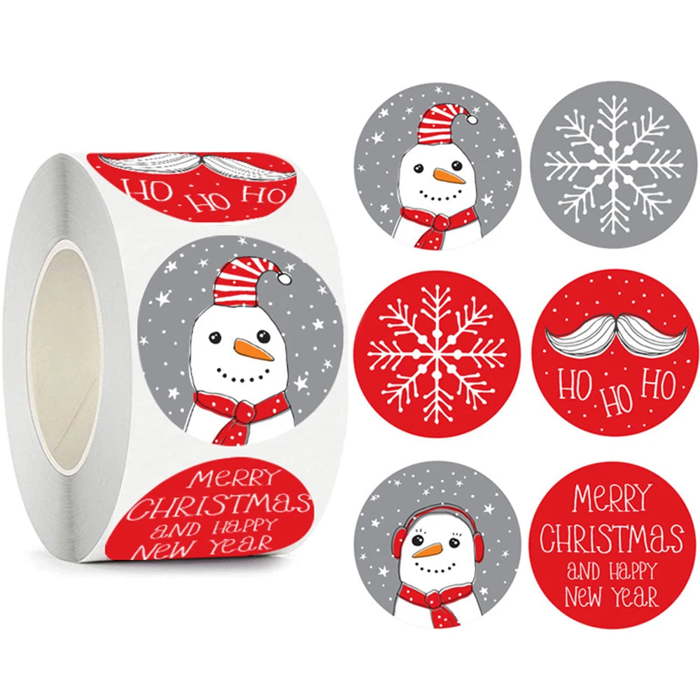 100-500pcs Merry Christmas Stickers 1Inch Santa Merry Tree Festival Sticker For Gift Package Seal Labels Wedding Decoration