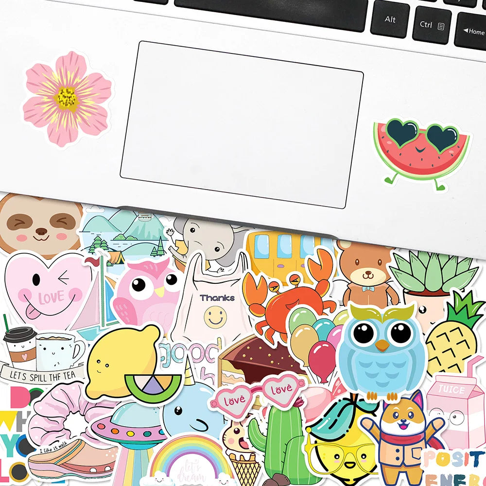 10/30/50/100PCS VSCO Cartoon Stickers For Girls Cute Decals DIY Notebook Phone Motorcycle Bicycle Laptop Suitable Trendy Sticker