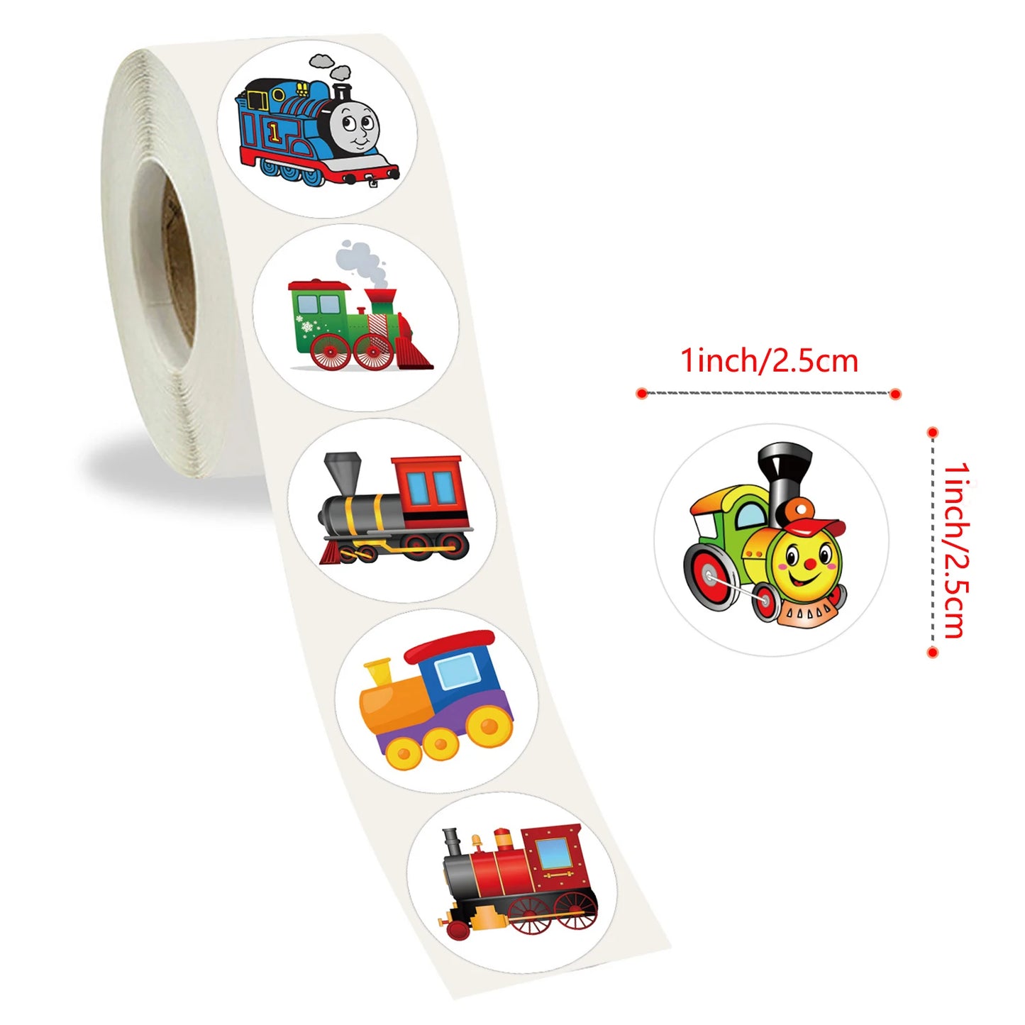 100-500pcs Kids Stickers Train Birthday Party Sticker Traffic Round Reward Sticker For Boys Girls Gift Label Stationery