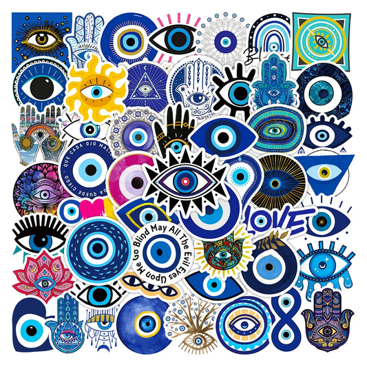 Blue Evil Eye Stickers Pack - Graffiti Decals for Laptop, Phone, Fridge, Suitcase