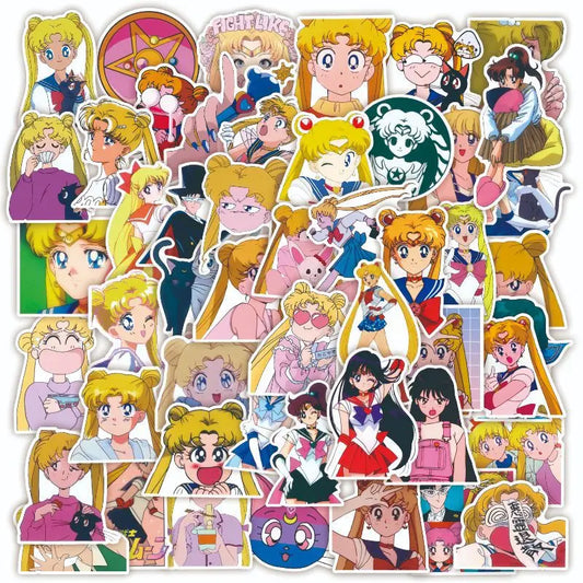 50pcs Sailor Moon Stickers for Luggage, Water Bottles, Phones, Laptops, and More