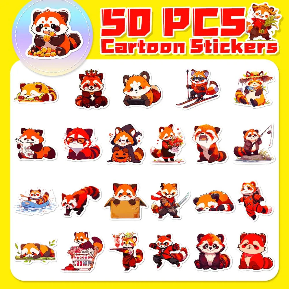 10/50Pcs Cartoon Cute Red Panda DIY Graffiti Sticker Pack for Kid Laptop Scrapbooking Helmet Notebook Computer Diary Kids Decal