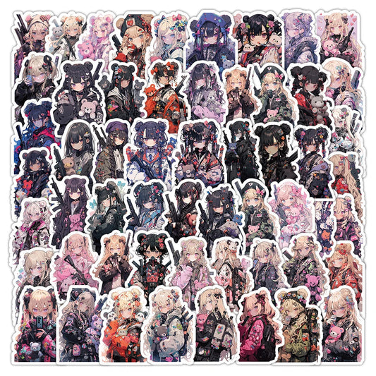 Kawaii Anime Girl Bear Killer Stickers Decals for Laptop Fridge Scrapbook