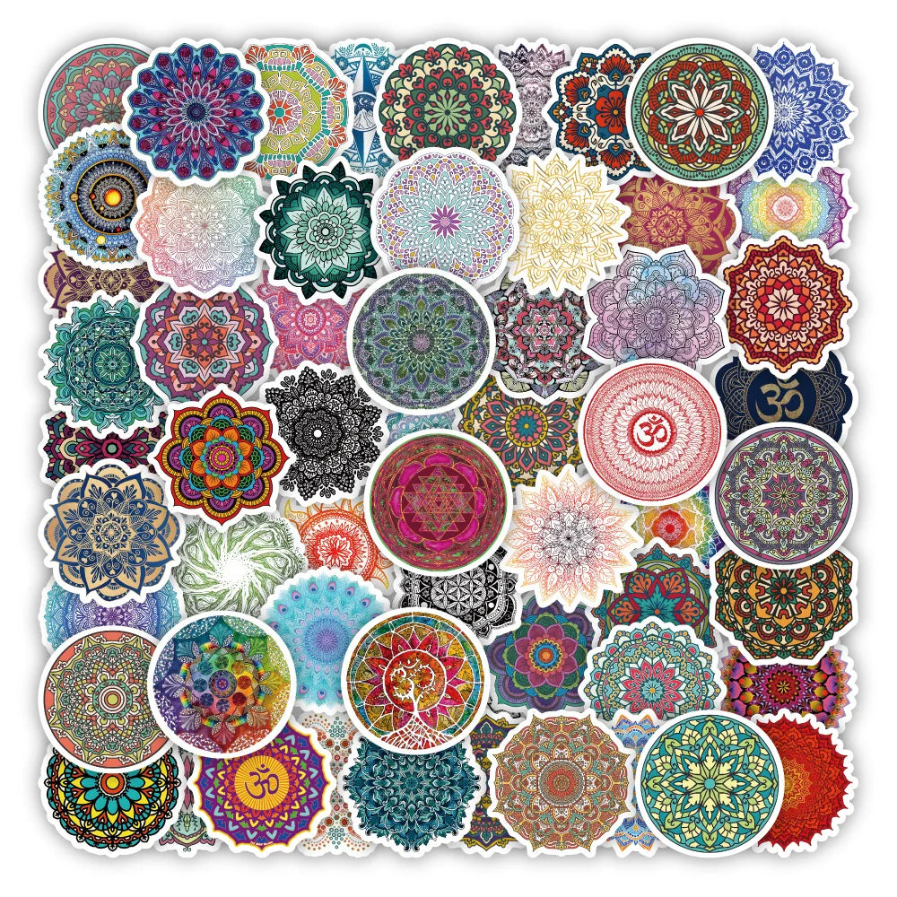 10/50PCS Yoga Mandala Pattern PVC Stickers for Car Suitcase Car Helmet Luggage Graffiti Sticker For Phone Case Home Decals