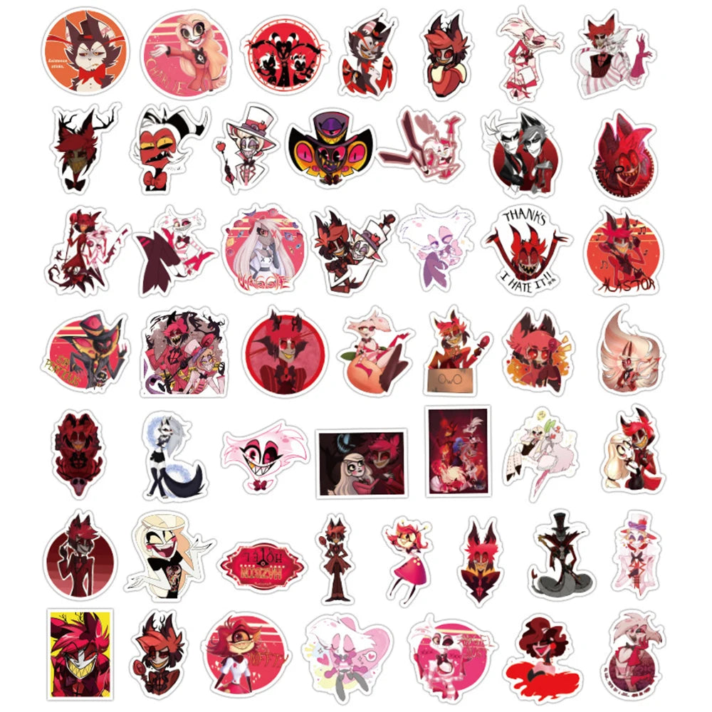 10/30/50PCS Helluva Boss Cartoon Stickers PVC Waterproof Suitcase Phone Laptop Helmet Notebook Car Bike Toys For Kids Decal Gift