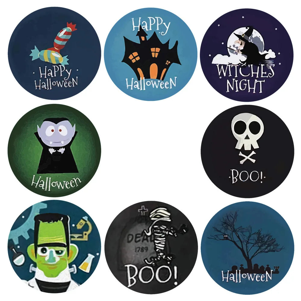 100-500pcs Halloween Pumpkin Witch Self Adhesive Paper Stickers Candy Bags Box Gift Packaging Sealing Sticker Labels