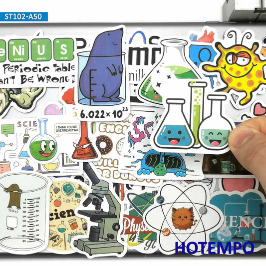 50Pieces Laboratory Chemistry Math Symbol Element Formula Science Stickers for Scrapbook Diary Luggage Phone Laptop Sticker Toys