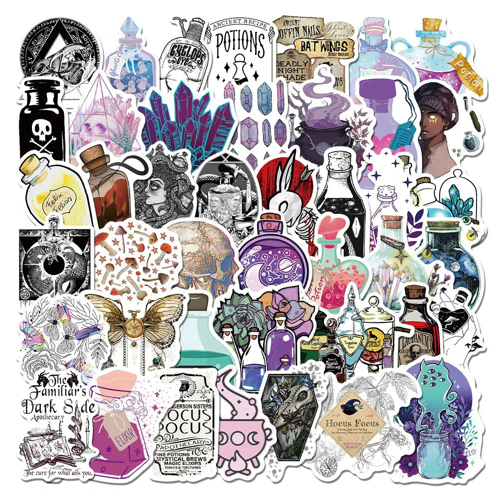 Gothic Witch Crystal Stickers: Skateboard, Laptop, Motorcycle, Luggage, Car Decals (10/30/50/100PCS)