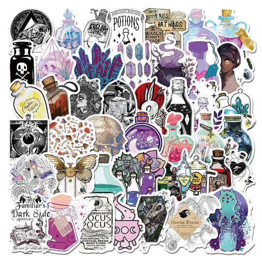 Gothic Witch Crystal Stickers: Skateboard, Laptop, Motorcycle, Luggage, Car Decals (10/30/50/100PCS)