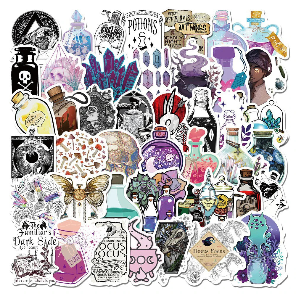 Gothic Witch Crystal Stickers: Skateboard, Laptop, Motorcycle, Luggage, Car Decals (10/30/50/100PCS)