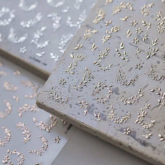 Silver Rose Gold Leaf Nail Art Stickers Decals