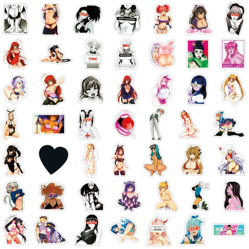 50/100Pcs Sexy Girl Hentai Waifu Bunny Girl Anime Sticker Bicycle Guitar Suitcase Notebook Motorcycle Graffiti Stickers Gift