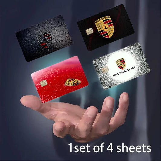 Porsche Card Skin Set: 4 Sticker Covers for Debit/Credit Cards