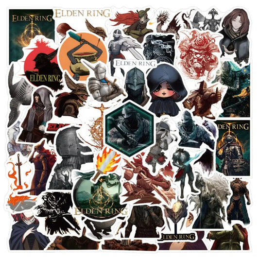 50pcs Elden Ring Stickers for Laptop, Phone, Car, Scooter, Water Bottle, Suitcase, Stationery, Refrigerator